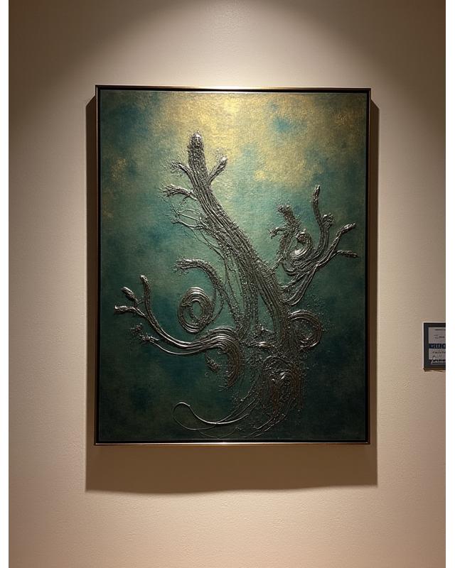 壁に飾られた爬虫類をモチーフにした現代アート