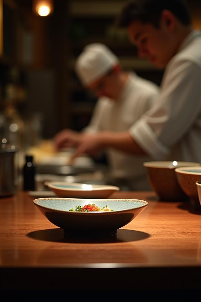職人の手元が見えるカウンター席の内観
